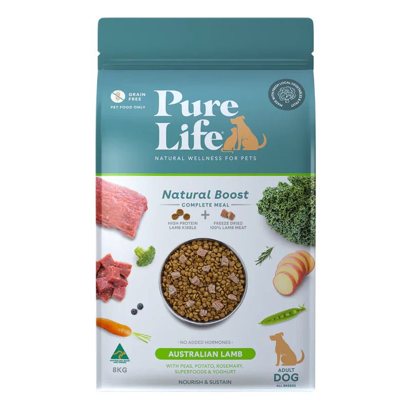 Pure Life Natural Boost Lamb Grain Free Freeze Dried Adult Dog Food 8kg - Woonona Petfood & Produce