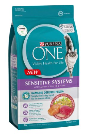 Purina ONE Dry Cat Food Sensitive Salmon and Tuna 1.4kg - Woonona Petfood & Produce