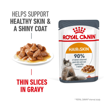 Royal Canin Wet Cat Food Hair and Skin Gravy 12x85g - Woonona Petfoods