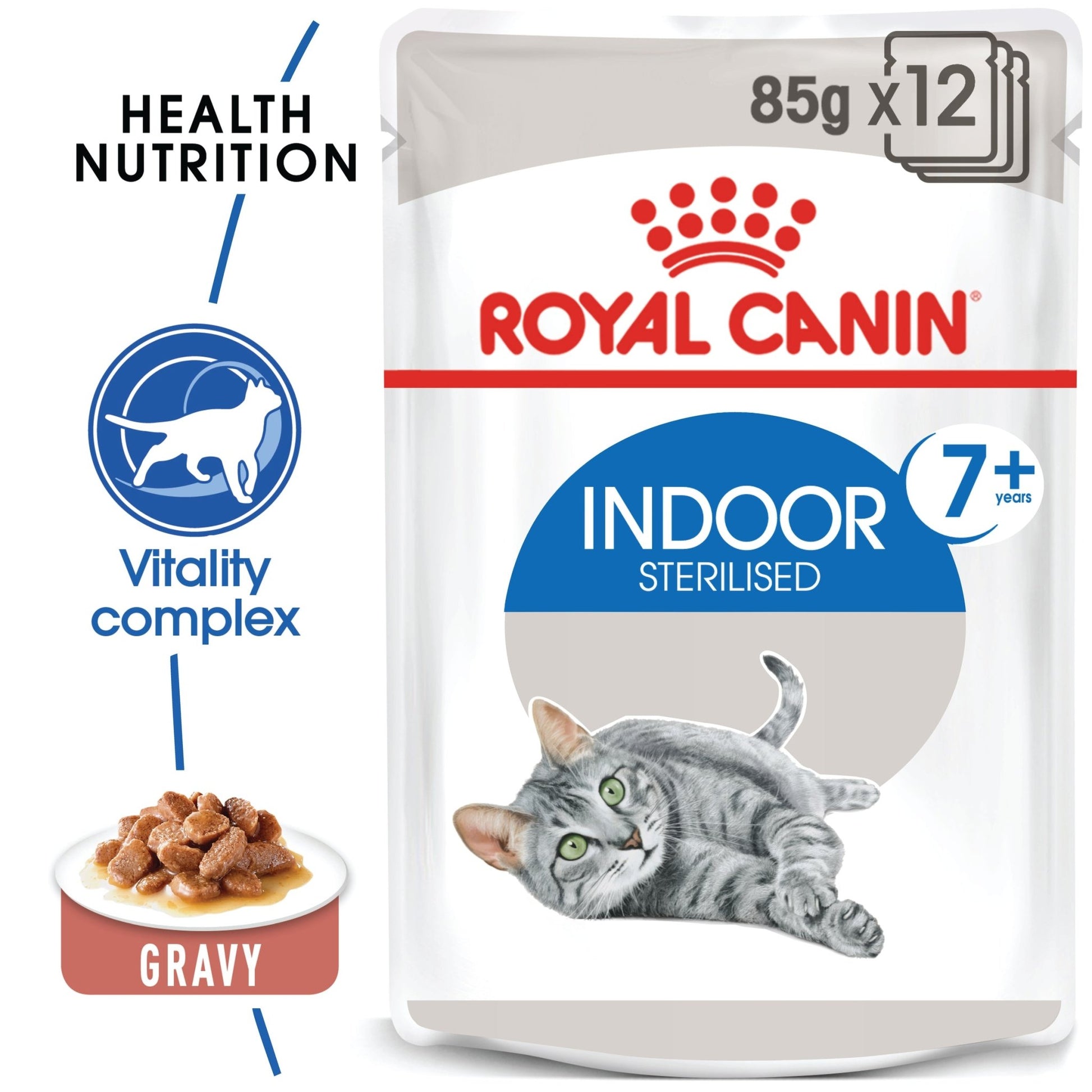 Royal Canin Wet Cat Food Indoor 7+ Gravy 12x85g - Woonona Petfoods