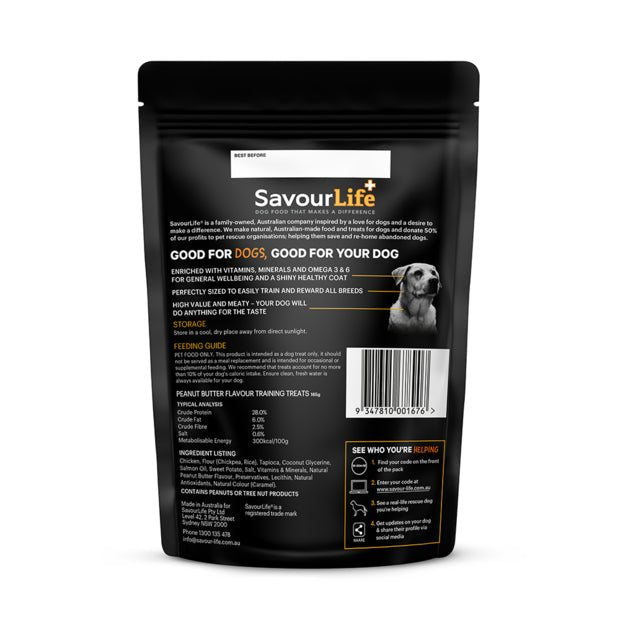 SavourLife Australian Made Peanut Butter Flavoured Training Treats 165g - Woonona Petfood & Produce