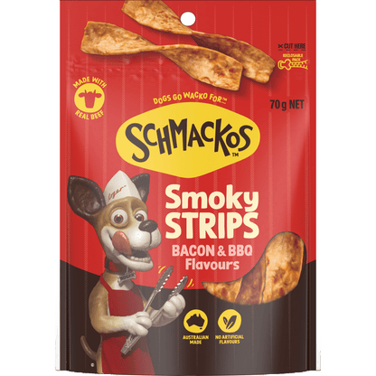 Schamckos BBQ and Smokey Flavour Bacon Strips 70g - Woonona Petfoods