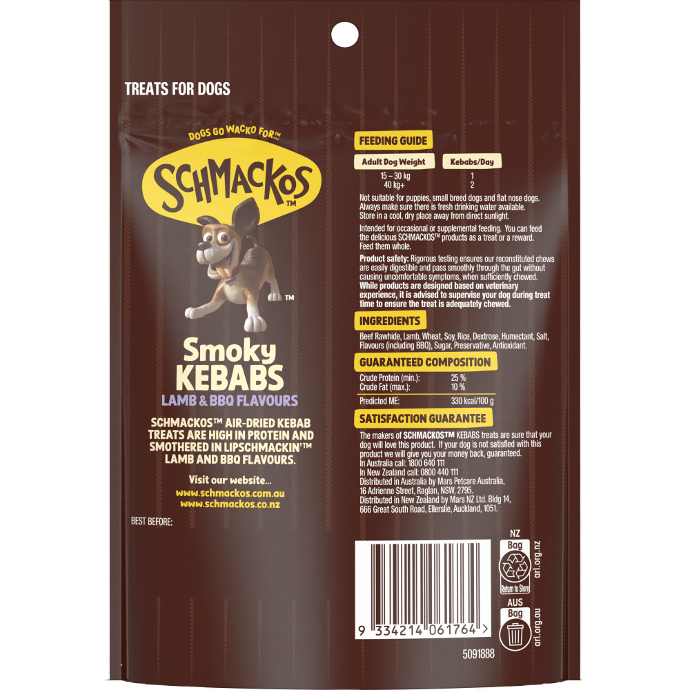 Schmackos BBQ Lamb Kebabs 7 Pack - Woonona Petfoods
