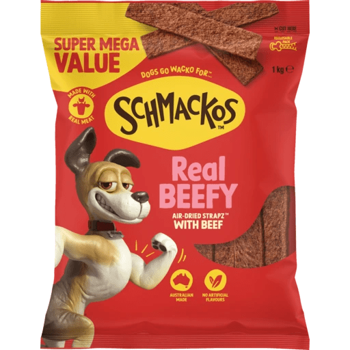 Schmackos Strapz 1kg Beef - Woonona Petfoods