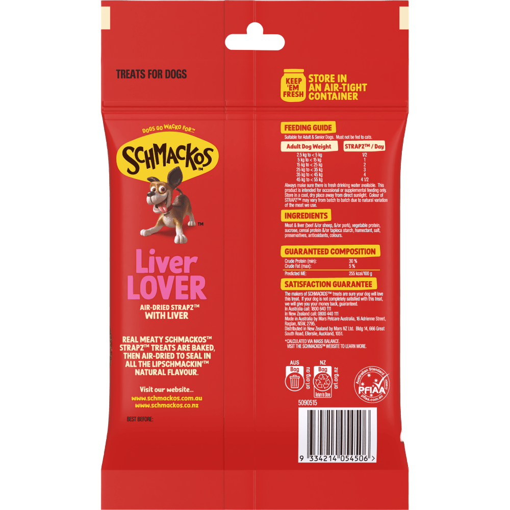 Schmackos Strapz 200g Liver - Woonona Petfoods