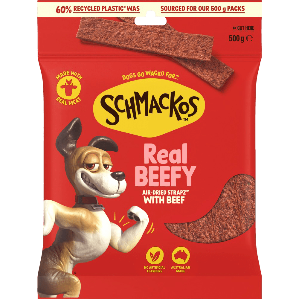 Schmackos Strapz 500g Beef - Woonona Petfoods