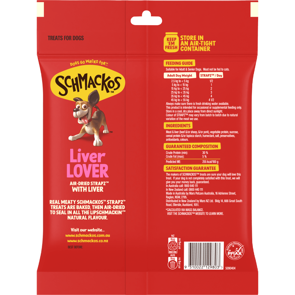 Schmackos Strapz 500g Liver - Woonona Petfoods