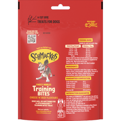 Schmackos Tasty Bites Cheesy Nibbles Cheeses & Beef 140g - Woonona Petfoods