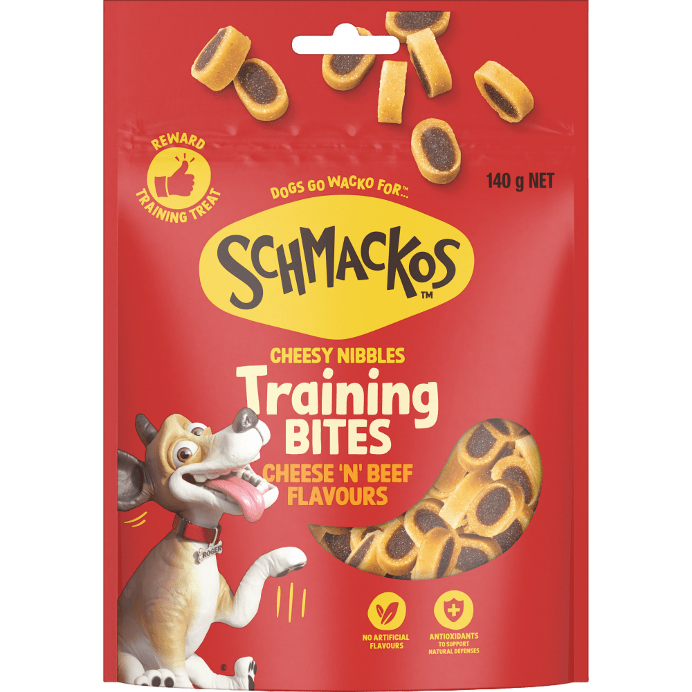 Schmackos Tasty Bites Cheesy Nibbles Cheeses & Beef 140g - Woonona Petfoods