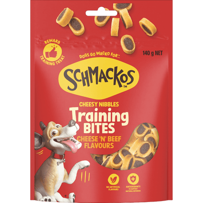 Schmackos Tasty Bites Cheesy Nibbles Cheeses & Beef 140g - Woonona Petfoods