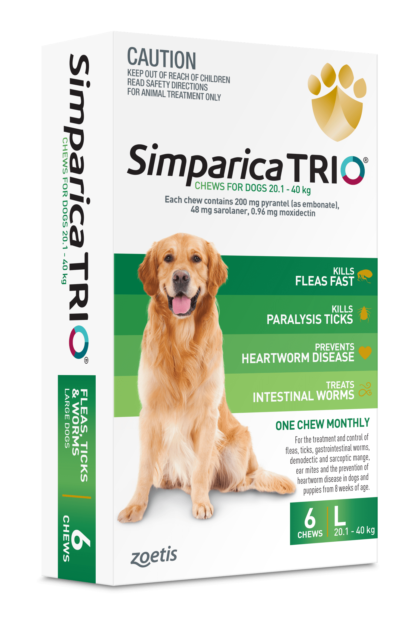 Simparica Trio 20.1kg - 40kg Dog Flea, Tick & Worm Chew - Woonona Petfoods