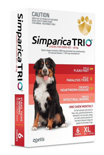 Simparica Trio 40.1kg - 60kg Dog Flea, Tick & Worm Chew - Woonona Petfoods