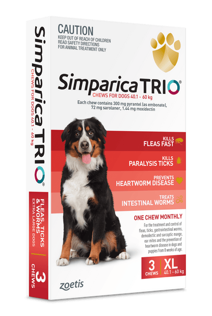 Simparica Trio 40.1kg - 60kg Dog Flea, Tick & Worm Chew - Woonona Petfoods