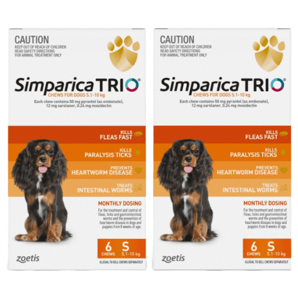 Simparica Trio 5.1kg - 10kg Dog Flea, Tick & Worm Chew - Woonona Petfoods