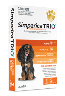 Simparica Trio 5.1kg - 10kg Dog Flea, Tick & Worm Chew - Woonona Petfoods