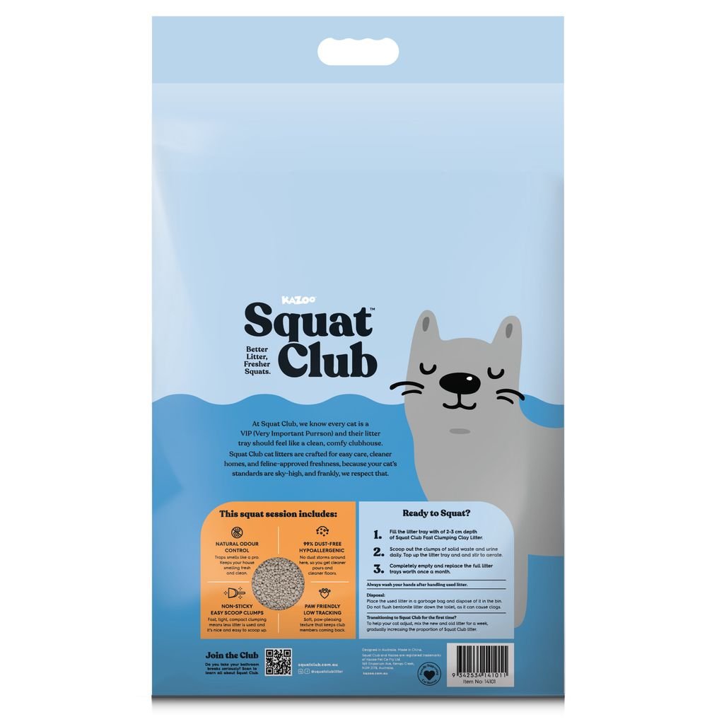 Squat Club Clumping Clay Cat Litter - Woonona Petfoods