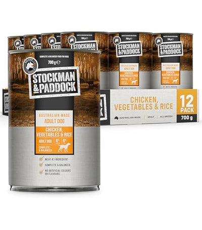 Stockmans Paddock Wet Dog Food Chicken Vegies and Rice 12x700g