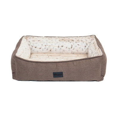 Superior Pet Bed Lounger Light Brindle Faux Fur Large - Woonona Petfood & Produce