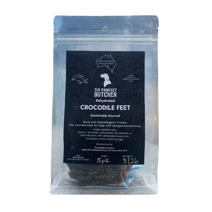 The Pawfect Butcher Crocodile Feet 5 Pack 100g - Woonona Petfoods