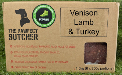 The Pawfect Butcher Venison, Lamb and Turkey Raw Blend 6 x 250g - Woonona Petfoods