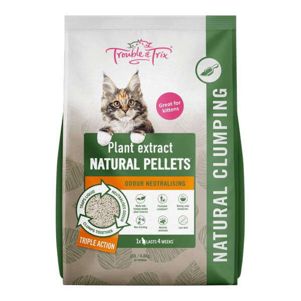 Trouble and Trix Cat Litter Natural Pellets 10 Litres - Woonona Petfoods