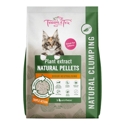 Trouble and Trix Cat Litter Natural Pellets 10 Litres - Woonona Petfoods