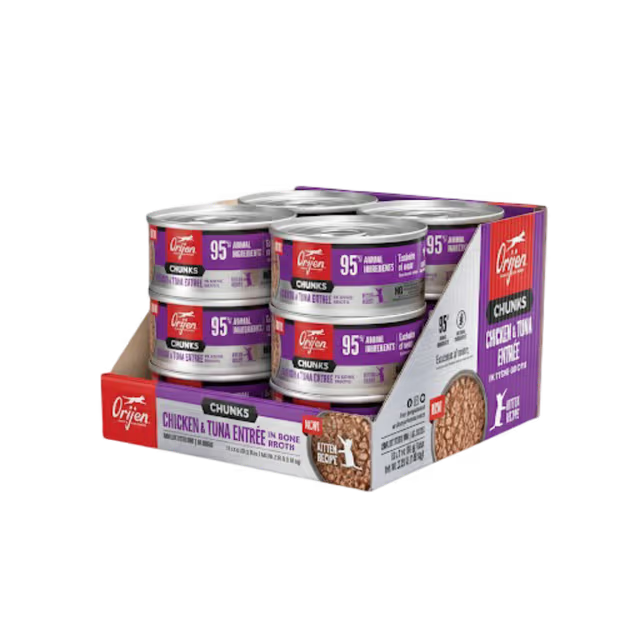 ORIJEN Original Chunks and Shreds Kitten Chicken & Tuna Entree in Bone Broth 6 x 155g