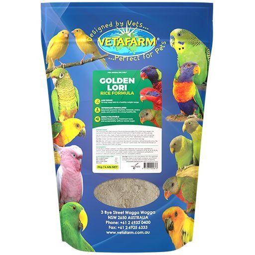 Vetafarm Golden Lori Rice Formula 2kg - Woonona Petfood & Produce