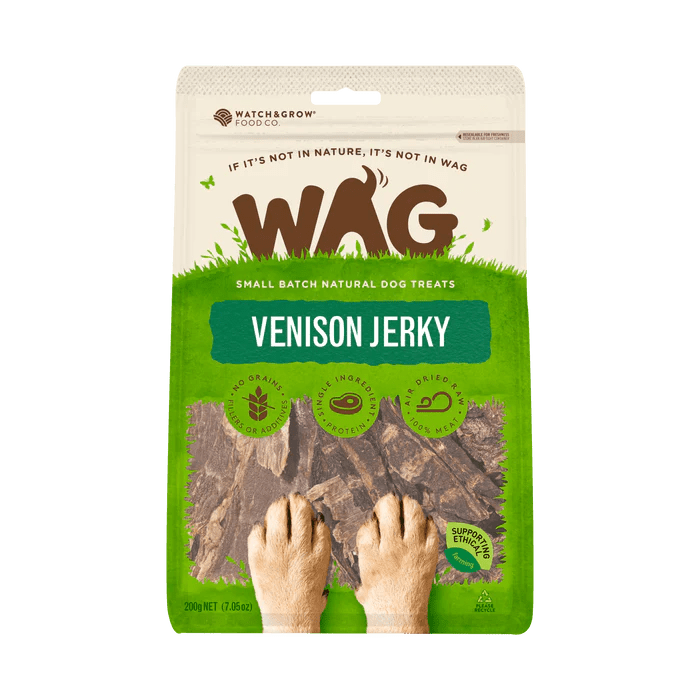 WAG Venison Jerky 200g - Woonona Petfood & Produce