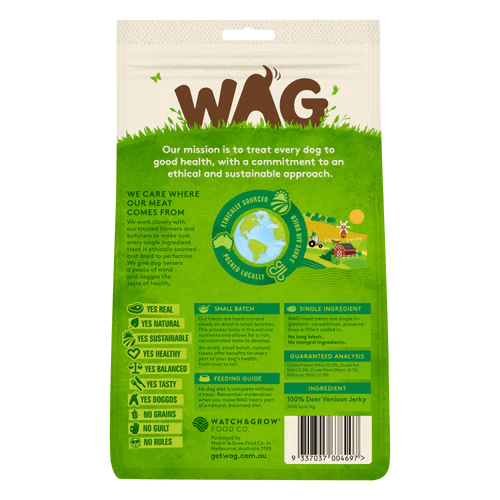 WAG Venison Jerky 200g - Woonona Petfood & Produce