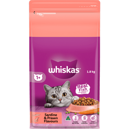 Whiskas Dry Cat Food Adult Sardine & Prawn 1.8kg - Woonona Petfoods