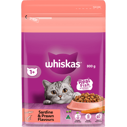 Whiskas Dry Cat Food Adult Sardine & Prawn 800g - Woonona Petfoods
