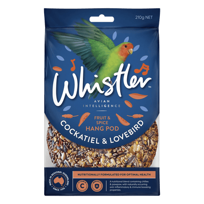 Whistler Cockatiel and Lovebird Fruit Pod 210g - Woonona Petfoods