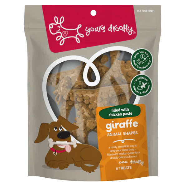 Yours Droolly Animal Shapes Giraffe filled with Chicken Paste 6 Pack - Woonona Petfoods
