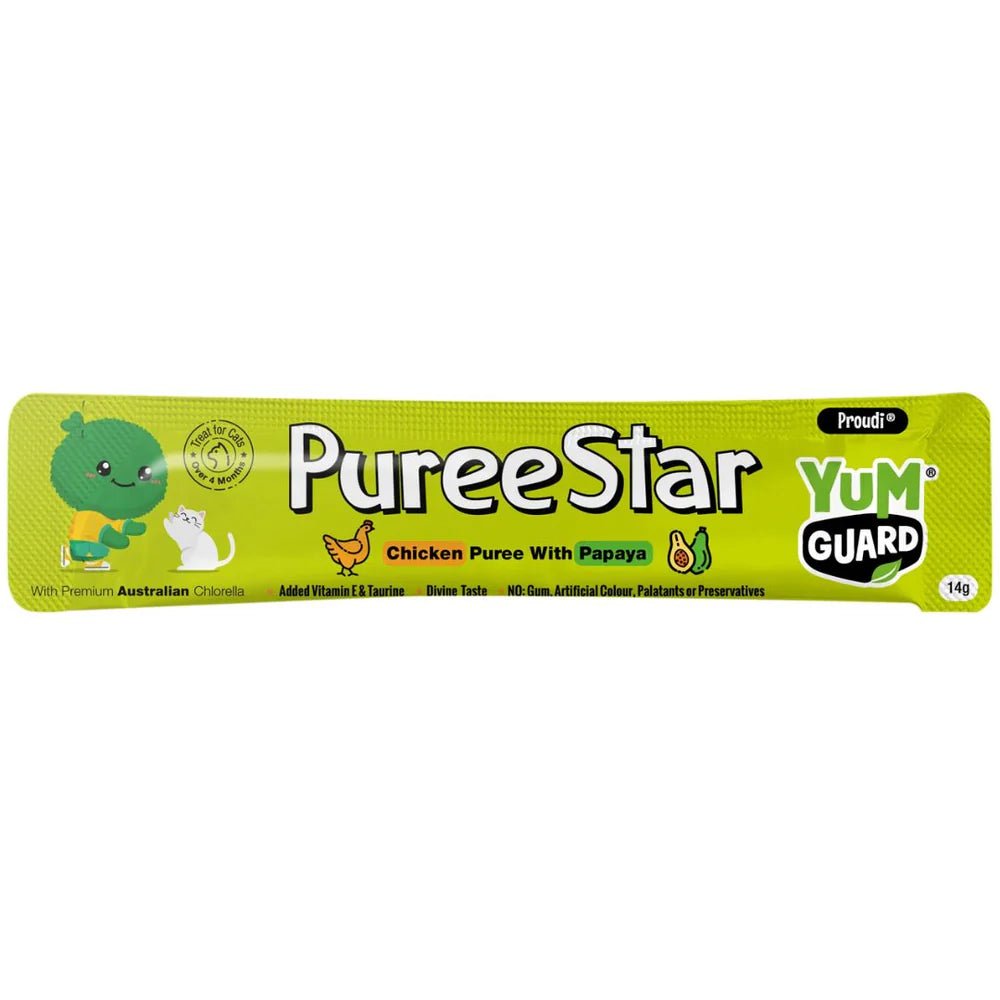 YumGuard Puree Star Chicken with Papaya Cat Treat 6x14g - Woonona Petfoods