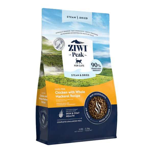 Ziwi Peak Steam Dried Cat Food Chicken with Whole Mackarel - Woonona Petfood & Produce