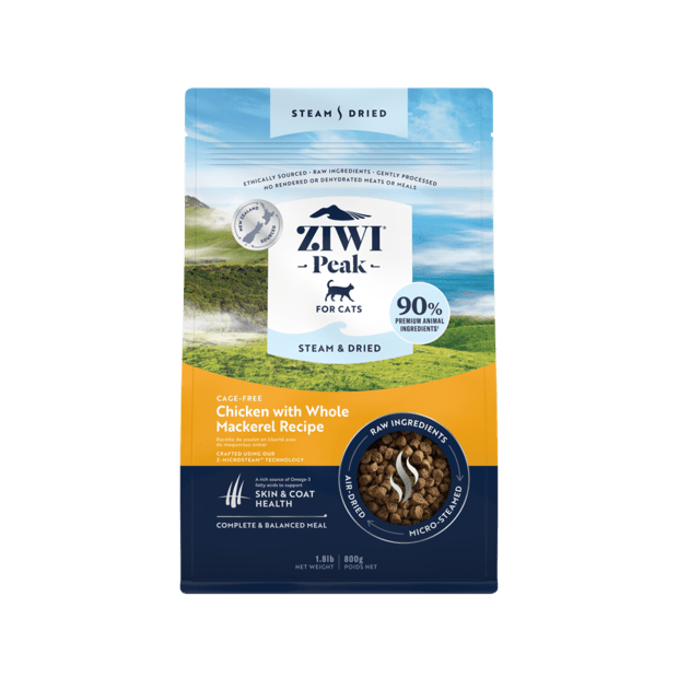 Ziwi Peak Steam Dried Cat Food Chicken with Whole Mackarel 800g - Woonona Petfood & Produce