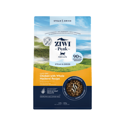 Ziwi Peak Steam Dried Cat Food Chicken with Whole Mackarel 800g - Woonona Petfood & Produce
