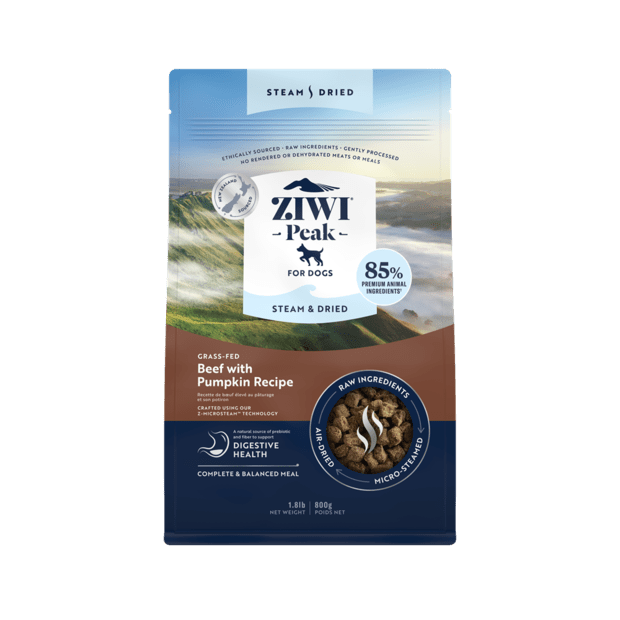 Ziwi Peak Steam Dried Dog Food Beef with Pumpkin - Woonona Petfoods