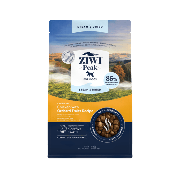 Ziwi Peak Steam Dried Dog Food Chicken with Orchard Fruits 800g - Woonona Petfood & Produce