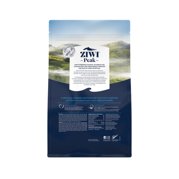 Ziwi Peak Steam Dried Dog Food Lamb and Green Vegetables - Woonona Petfoods