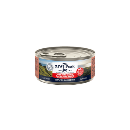 Ziwi Peak Wet Cat Food Beef with South Pacific Fish 85g x 24 - Woonona Petfoods