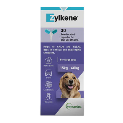 Zylkene Calming Supplement For Large Dogs 15 - 60kg 30 Capsules - Woonona Petfoods