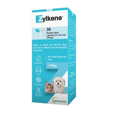 Zylkene Calming Supplement For Small Dogs and Cats 30 Capsules - Woonona Petfoods