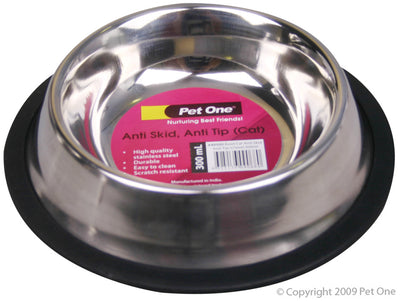 Pet One Dog Bowl Anti Skid Anti Tip Stainless Steel
