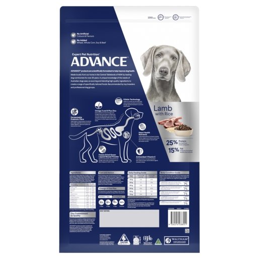 Advance Dry Dog Food Adult Large Breed 15kg Lamb - Woonona Petfood & Produce