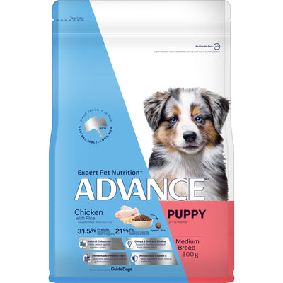Advance Dry Dog Food Puppy Medium Breed Chicken and Rice 800g - Woonona Petfood & Produce