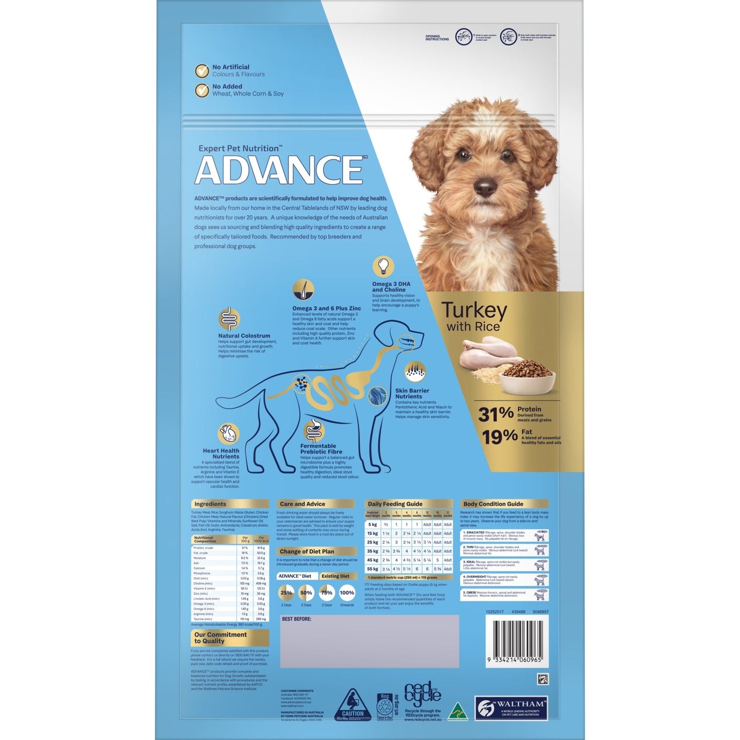 Advance Dry Dog Food Puppy Oodles Turkey and Rice - Woonona Petfood & Produce