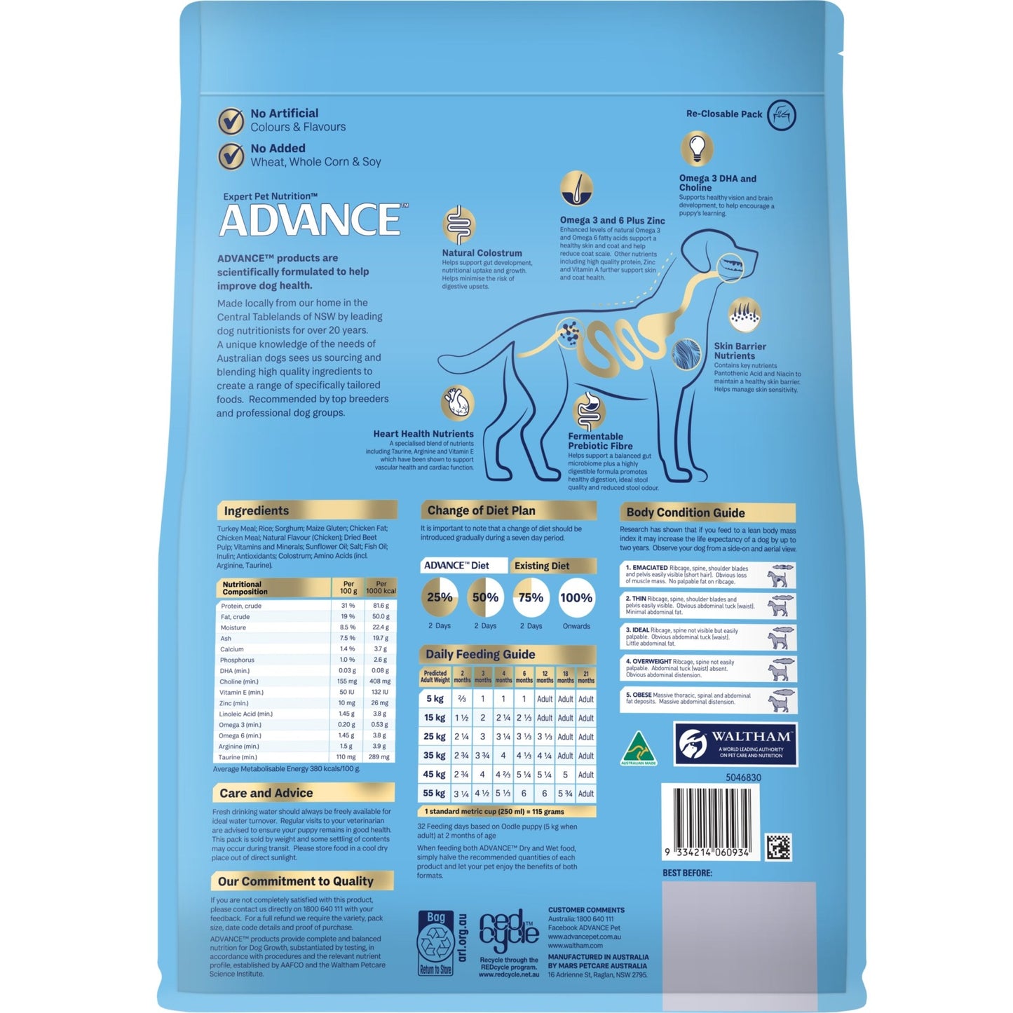 Advance Dry Dog Food Puppy Oodles Turkey and Rice - Woonona Petfood & Produce