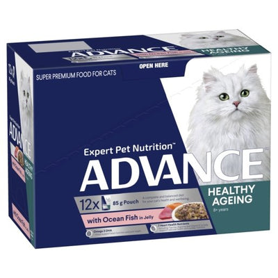 Advance Wet Cat Food For Mature Cats Ocean Fish in Jelly12x85g - Woonona Petfood & Produce
